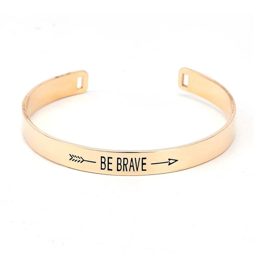 SILVER or GOLD " LOVE & BE BRAVE 3pc bracelets - Picture 2 of 6